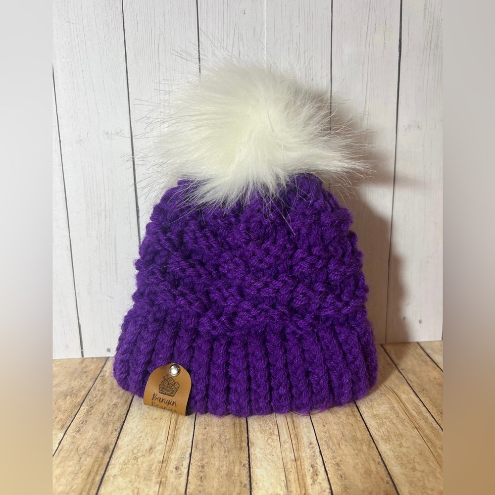 Newborn Knitted Beanie with Pom-Pom